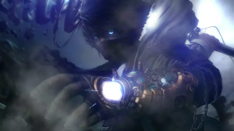 steampunk warrior, technologies, steampunk, anime, sword, mask, chains, arts, fantasy Live Wallpaper