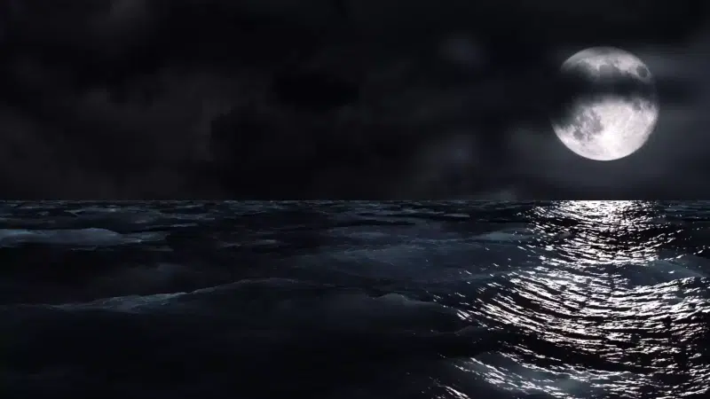 moon, sea, clouds, landscapes - nature, the waves Live Wallpaper