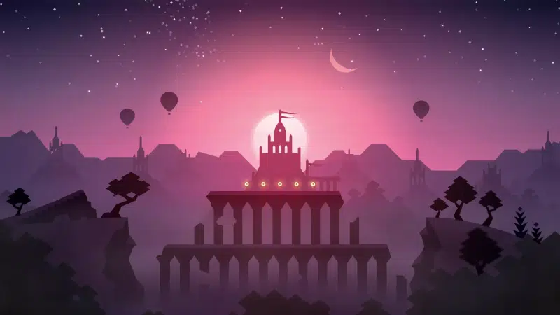 games, landscapes - nature, arts, the alto adventure, moon, night, sunset Live Wallpaper