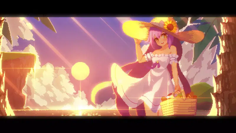pixel art, wind, nice girl, sunset, anime, arts, anime girls, basket, summer, sea Live Wallpaper
