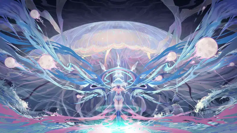 the song of the black flower, iris hay, floating jellyfish, jellyfish, anime girls, anime Live Wallpaper