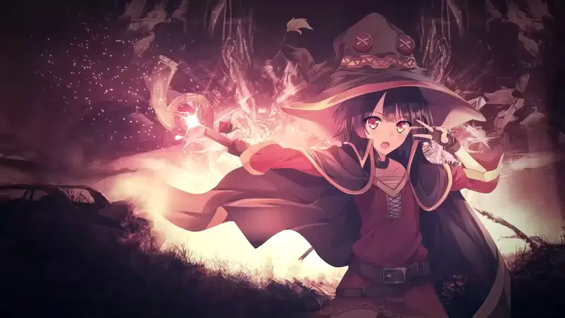 scarlet magicians, explosion magic, anime, konosuba, brown hair, konosuba: gods blessing on this wonderful world!, anime girls, this wonderful world, megumin, Live Wallpaper