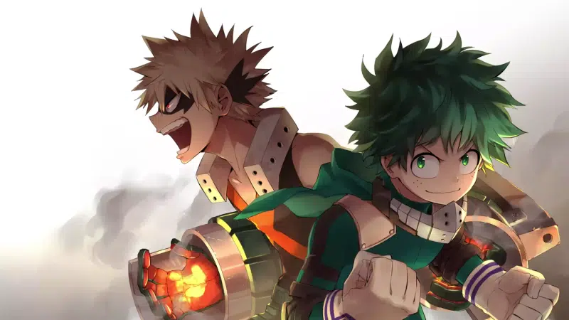 superhero, my hero academy, arts, anime, izuku midoriya, katsuki bakugo Live Wallpaper