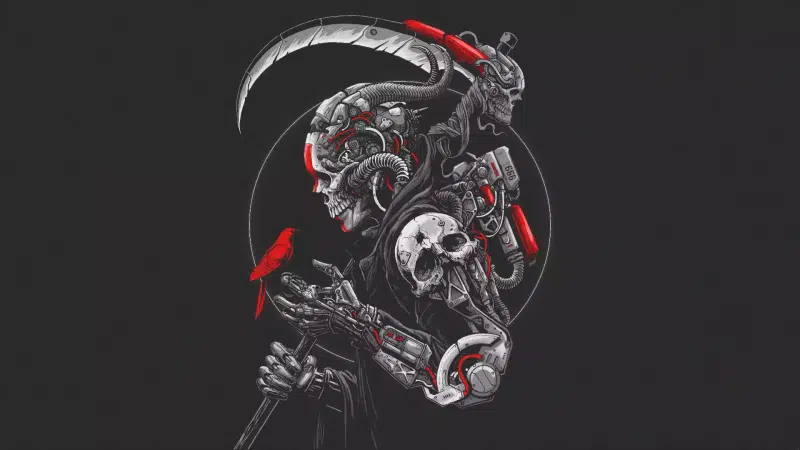 death, scythe, mysticism - horror, death with a scythe, robots Live Wallpaper
