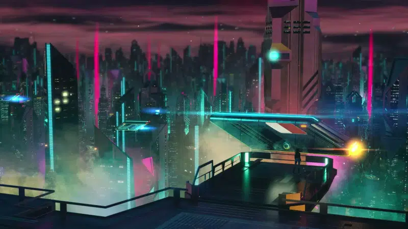 night, transport, night city, games, roof, the girl on the roof Live Wallpaper