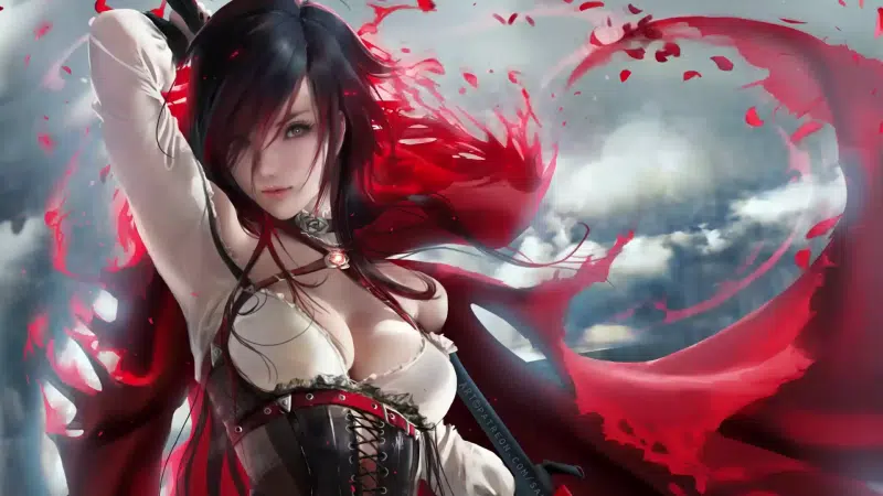 anime girls, ruby rose, anime, ruby rose, rwby Live Wallpaper