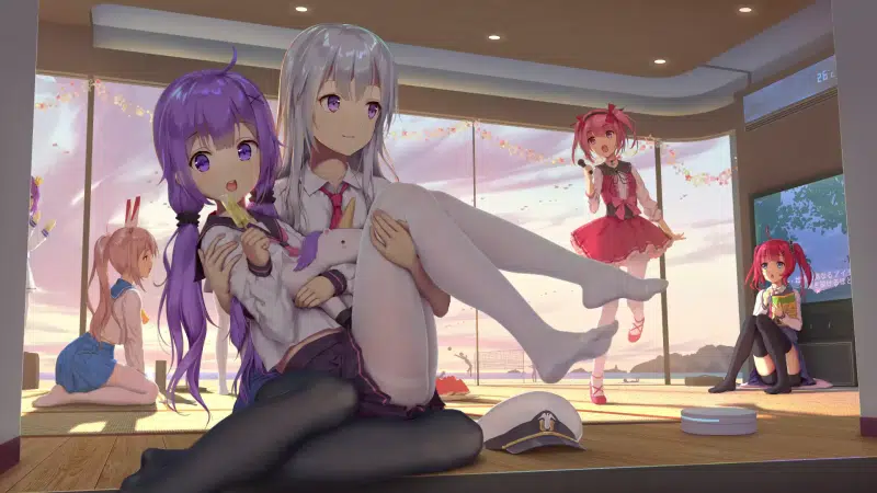 tights, arts, anime girls, cap, the azure way, unicorn, azur lane, san diego, room, anime, skirt, games Live Wallpaper