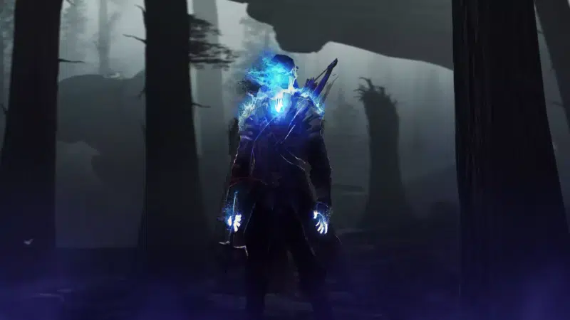 axe, night, skeleton, dead forest, arts, tomahawk, onion Live Wallpaper