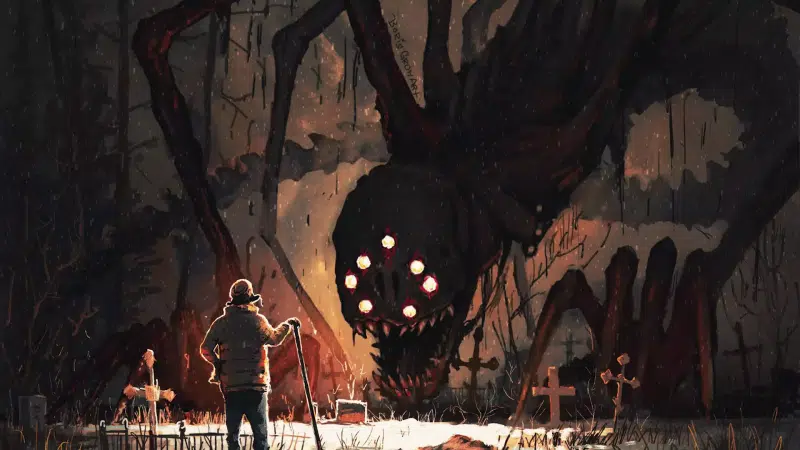 arts, forest, grave, monsters, snow, winter, cemetery, mysticism - horror Live Wallpaper