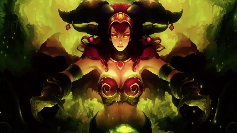 the keeper of life, anime girls, dragon queen, horns, alexstrasza, arts, games, anime, wings, warcraft Live Wallpaper