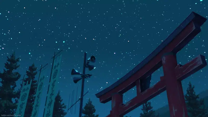torii, anime, night, arts, starry sky, stars, your name Live Wallpaper