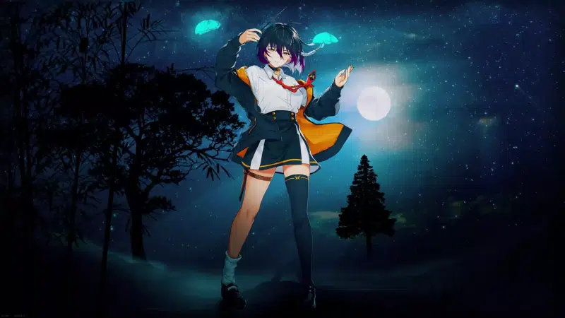 butterflies, magic girl and butterflies, anime, moon, night, anime girls, magic Live Wallpaper