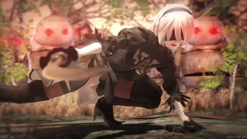 anime, games, yorha, eye patch, katana, nier:automata, short hair, silver hair, blond hair, 2b, robots, sword, arts, anime girls, android Live Wallpaper