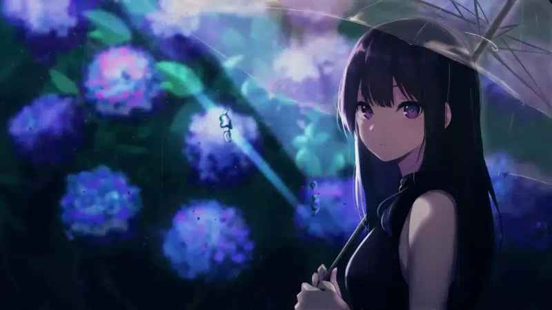 anime girls, umbrella, rain, reina kousaka, hibike euphonium, anime, reina kosaka, zvuchi euphonium Live Wallpaper