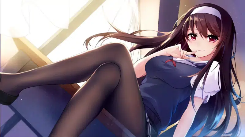 school uniform, beautiful school girl, tights, school, anime, desk, anime girls Live Wallpaper