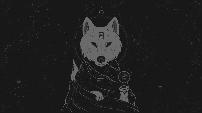 wolf, black background, animals, arts Live Wallpaper