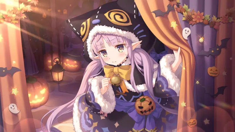 loli, elf, pumpkin, halloween, waifu, princess connect re:dive, anime girls, anime, nice girl, arts, kyouka Live Wallpaper