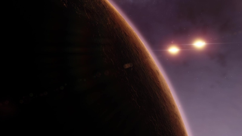 Double dawn over a desert planet Live Wallpaper