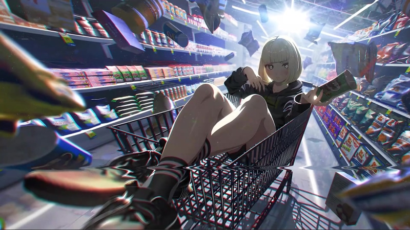 Anime Anime Girl Chips Food Shopping Live Wallpaper