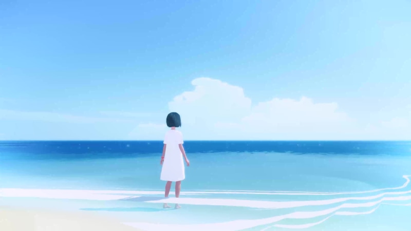 Blue sky and white clouds move forward forever Anime Sea Landscape Live Wallpaper