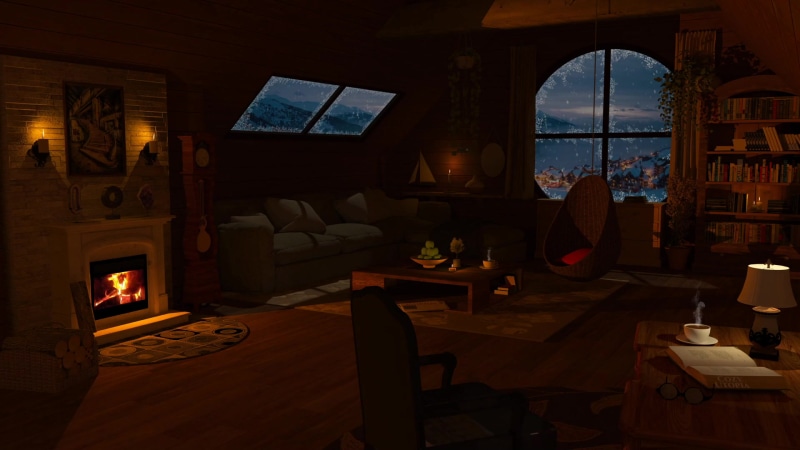 Cabin in the middle of a snowy mountains Live Wallpaper