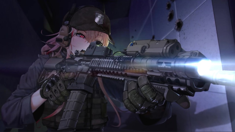 Girl on the front line with M4 Sopmod Ii Live Wallpaper