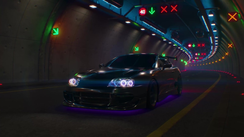 Supra Mk4 Tunnel Sunset Village 4K Live Wallpaper