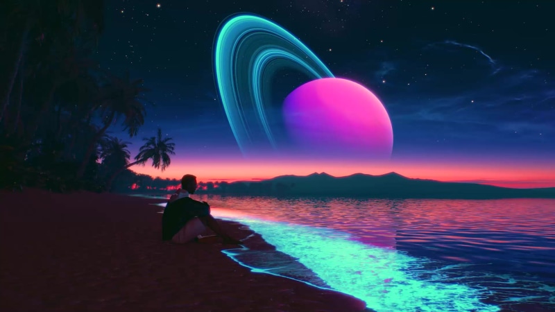 Bioluminescent Beach Sci-Fi Planet Live Wallpaper