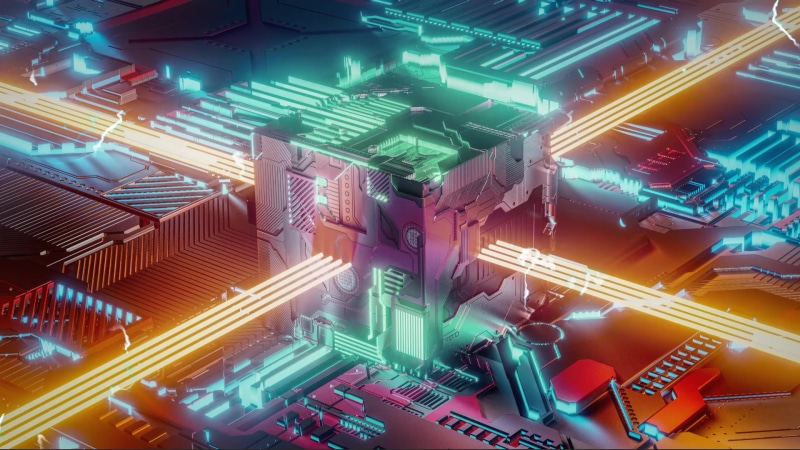 Power Cube, microchip, motherboard, technology, glow Live Wallpaper