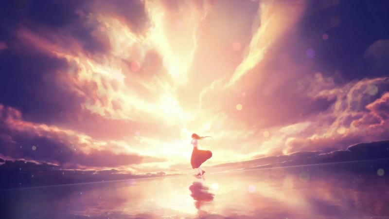 Anime Lone Girl Evening Sky Live Wallpaper
