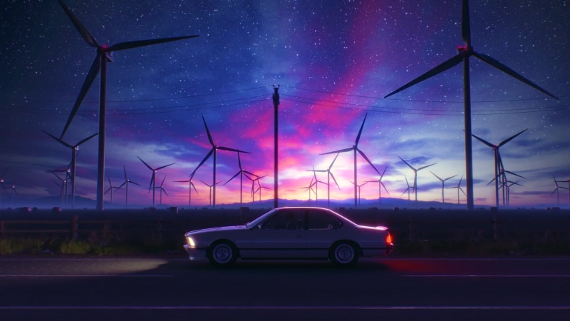 We drive along the windmills Live Wallpaper
