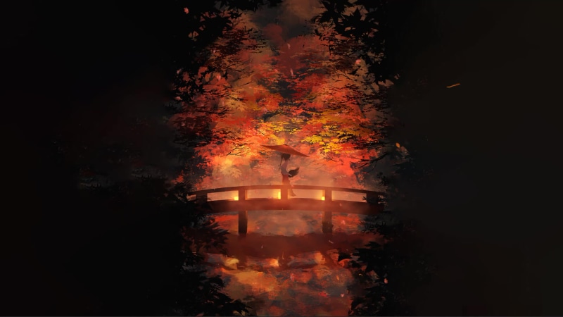 Red Leaf Forest, Bridge to the world of spirits Live Wallpaper