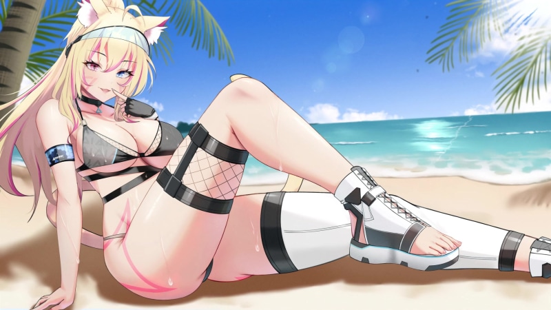 Beach Episode Android Bikini Cat Girl Anime Girl Live Wallpaper