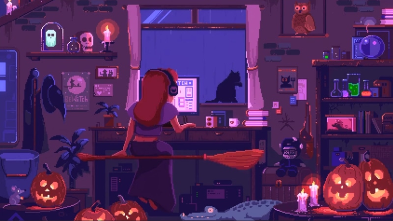 Witch on Twitch Pixel Live Wallpaper