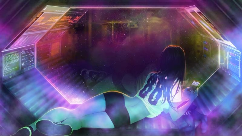 Girl Space Trip RGB Live Wallpaper