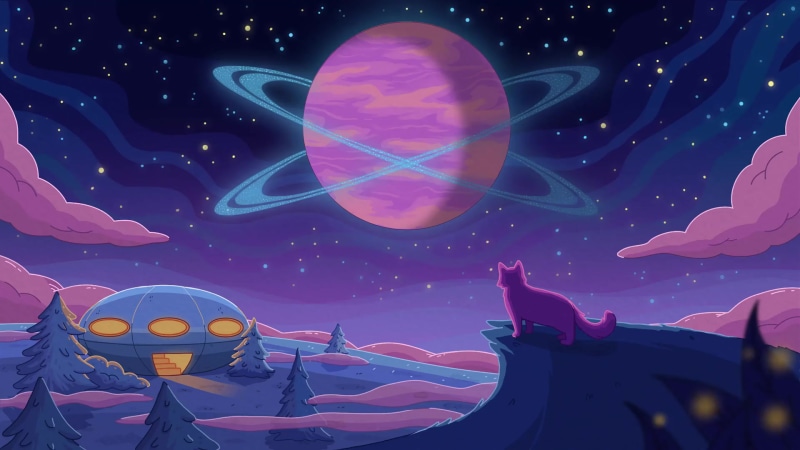 Retro Purrple Cat Distant Worlds Live Wallpaper