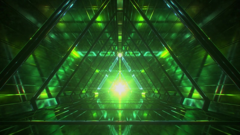 Abstract endless flight in a futuristic metal corridor Live Wallpaper