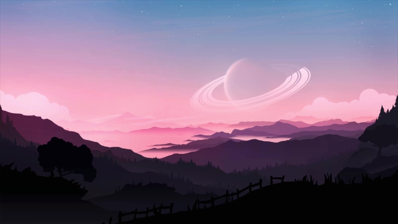 4K Planet, sunset, mountains, clouds, stars Live Wallpaper