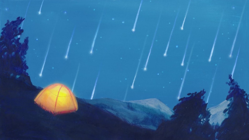 Camping Raining Stars 4K Live Wallpaper