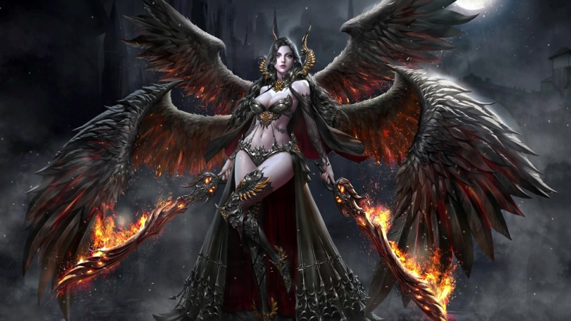 Era of Angels, fantasy girl, fantasy art, dark fantasy, demon, angel Live Wallpaper