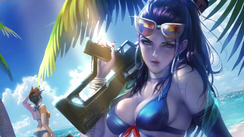 Widowmaker at the Beach OW Live Wallpaper