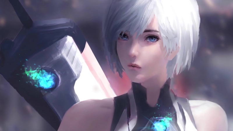 Cyborg Girl with Greatsword Live Wallpaper