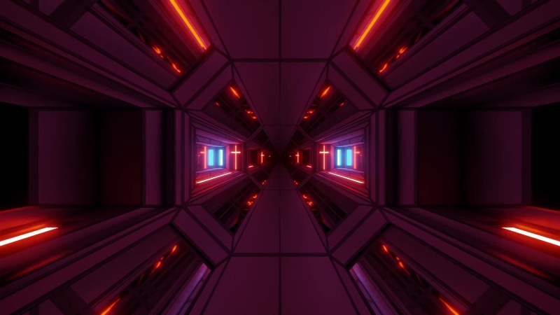 Futuristic Red Alert Tunnel Zone Live Wallpaper