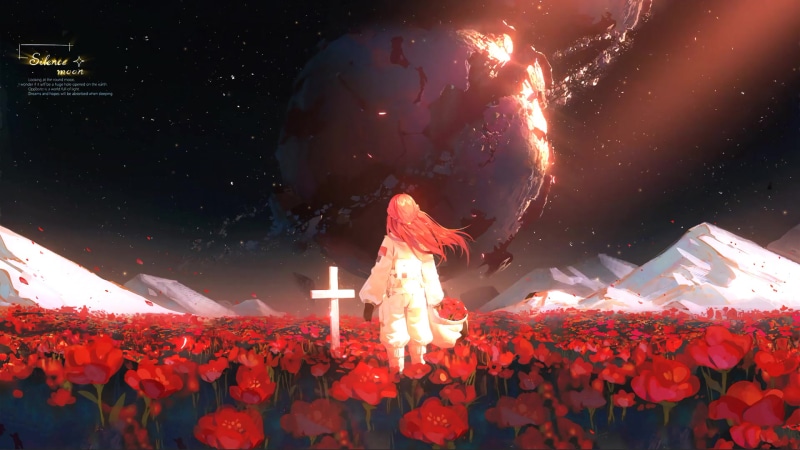 Silence Moon Flowers And Girl Live Wallpaper