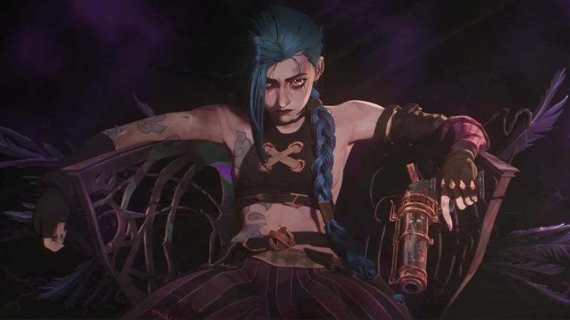 Jinx Arcane In Chair With Gun Live Wallpaper