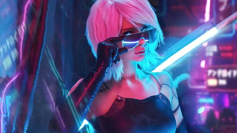 Cyberpunk Girl With Glasses Live Wallpaper