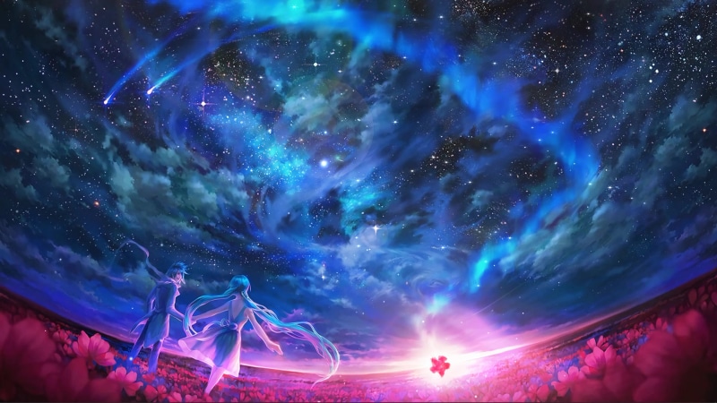Anime, Landscape, Sky, Sun, Flower, Cloud, Blue Hair, Long Hair, Douluo Dalu, Soul Land Live Wallpaper