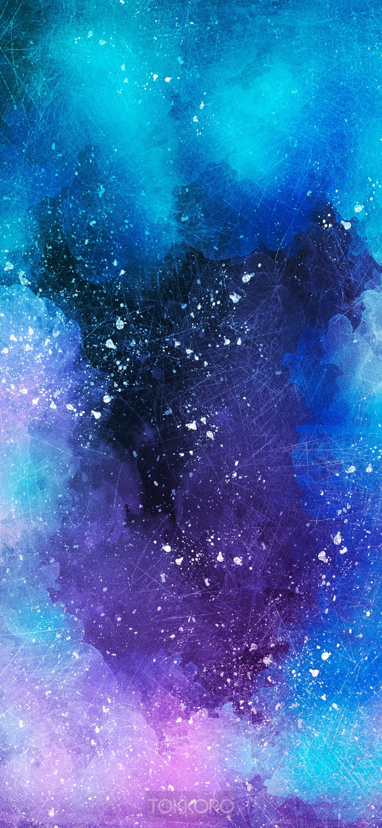 Abstract watercolor galaxy with splatters HD Phone Wallpaper