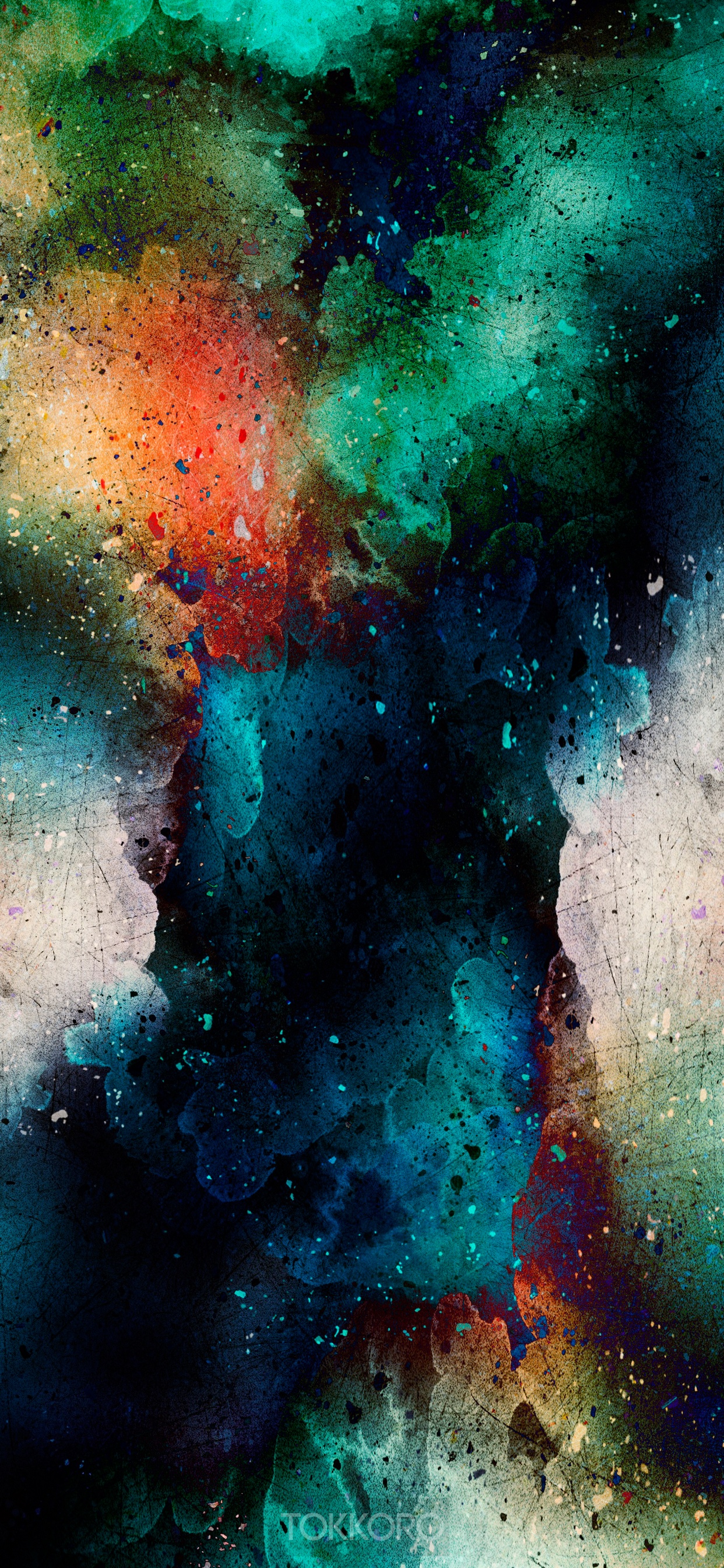 Abstract multicolor wash drawing with splatters HD Phone Wallpaper
