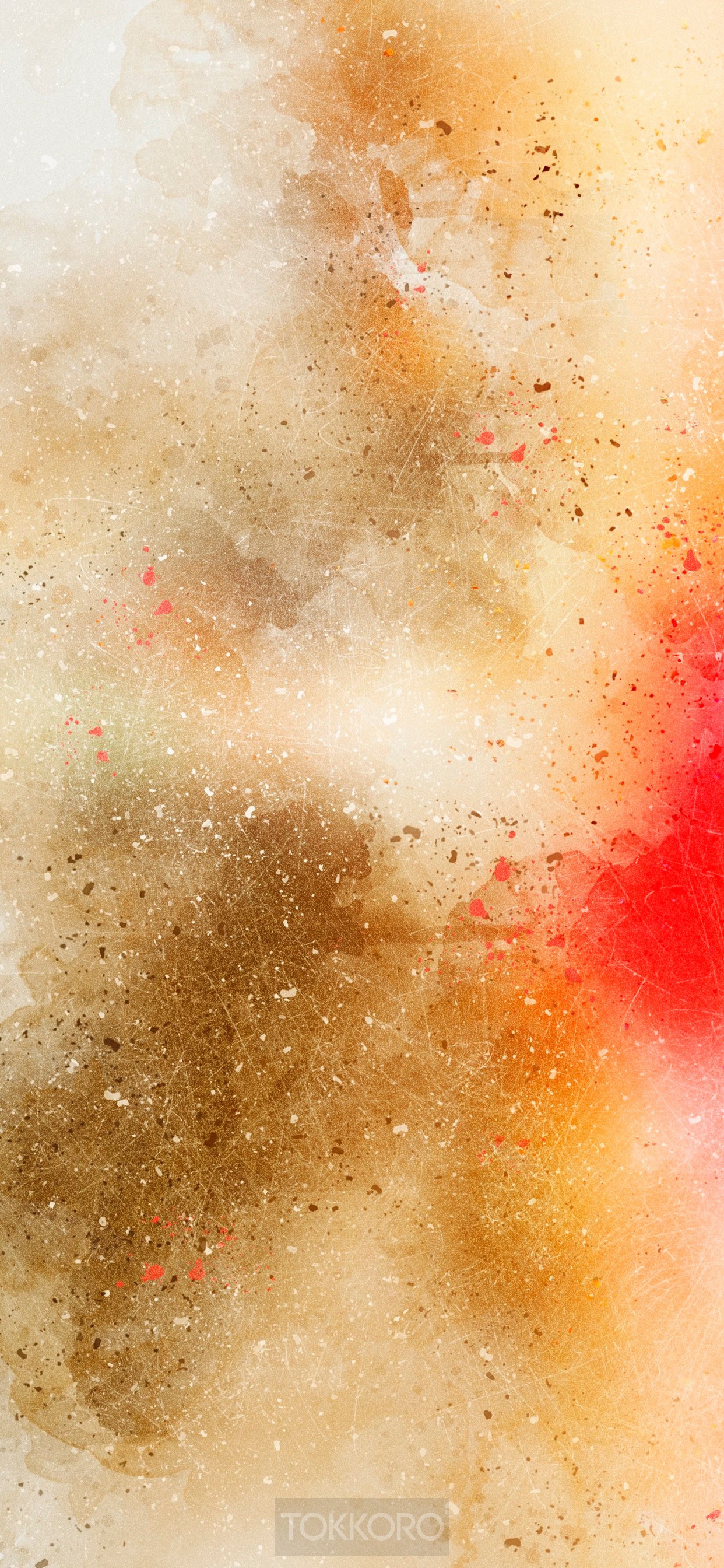 Abstract watercolor splash with red and gold tones HD Phone Wallpaper